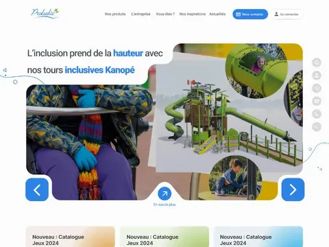 Page d'accueil d'un site institutionnel bleu et blanc : bandeau photographique, encarts d'information et grille de démarches en ligne.